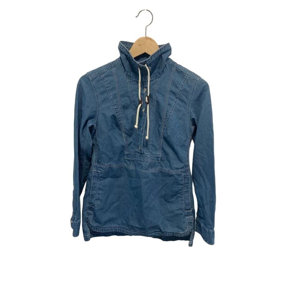Eddie Bauer denim jean pullover jacket coat size XS w hood